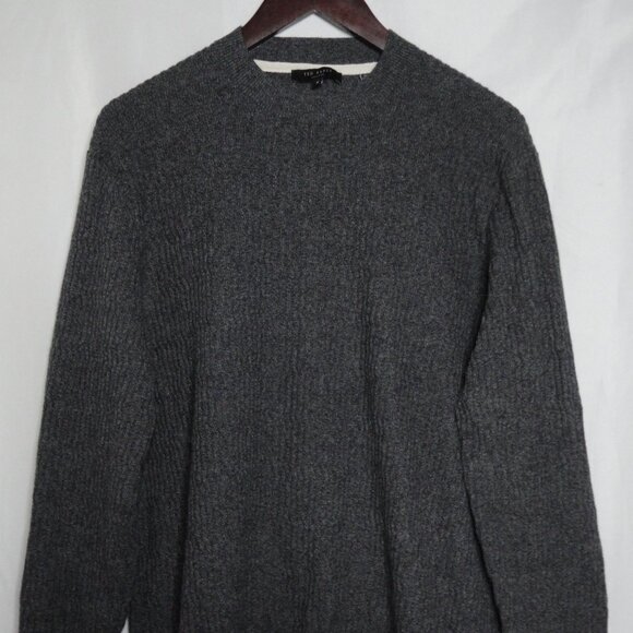 Ted Baker Agarr Textured Crewneck Sweater Dark Gray Men's Size 4 US Size Large - Picture 1 of 13